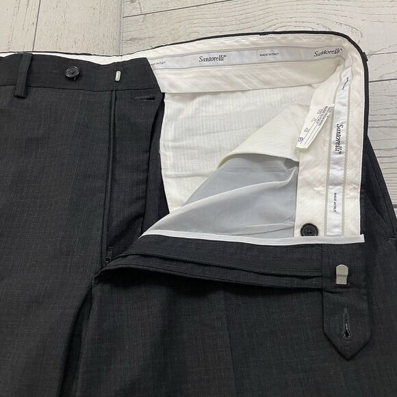 Santorelli New Romeo Men's W36 x L32 Dark Grey Flat Front Cuffed Dress Pants - Picture 4 of 9